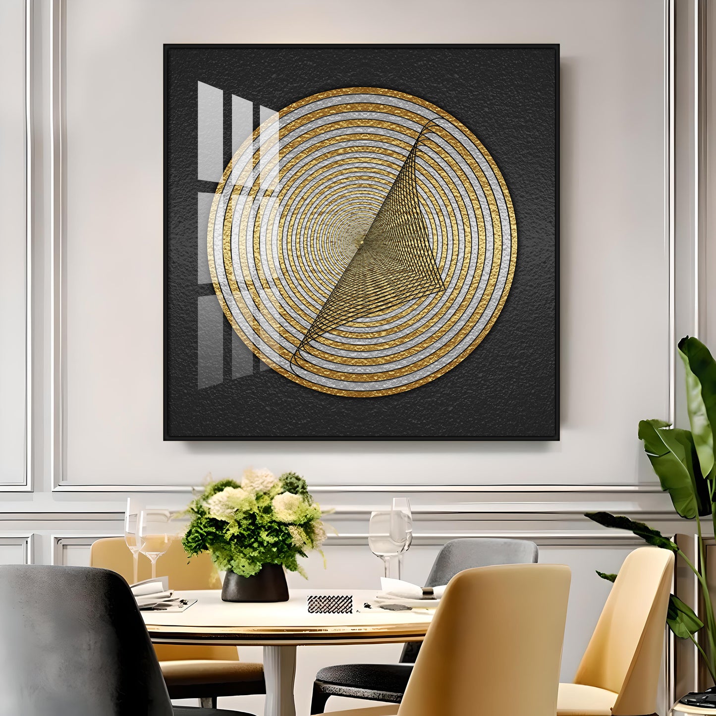 Contemporary Golden Circle Premium Acrylic Square Wall Art