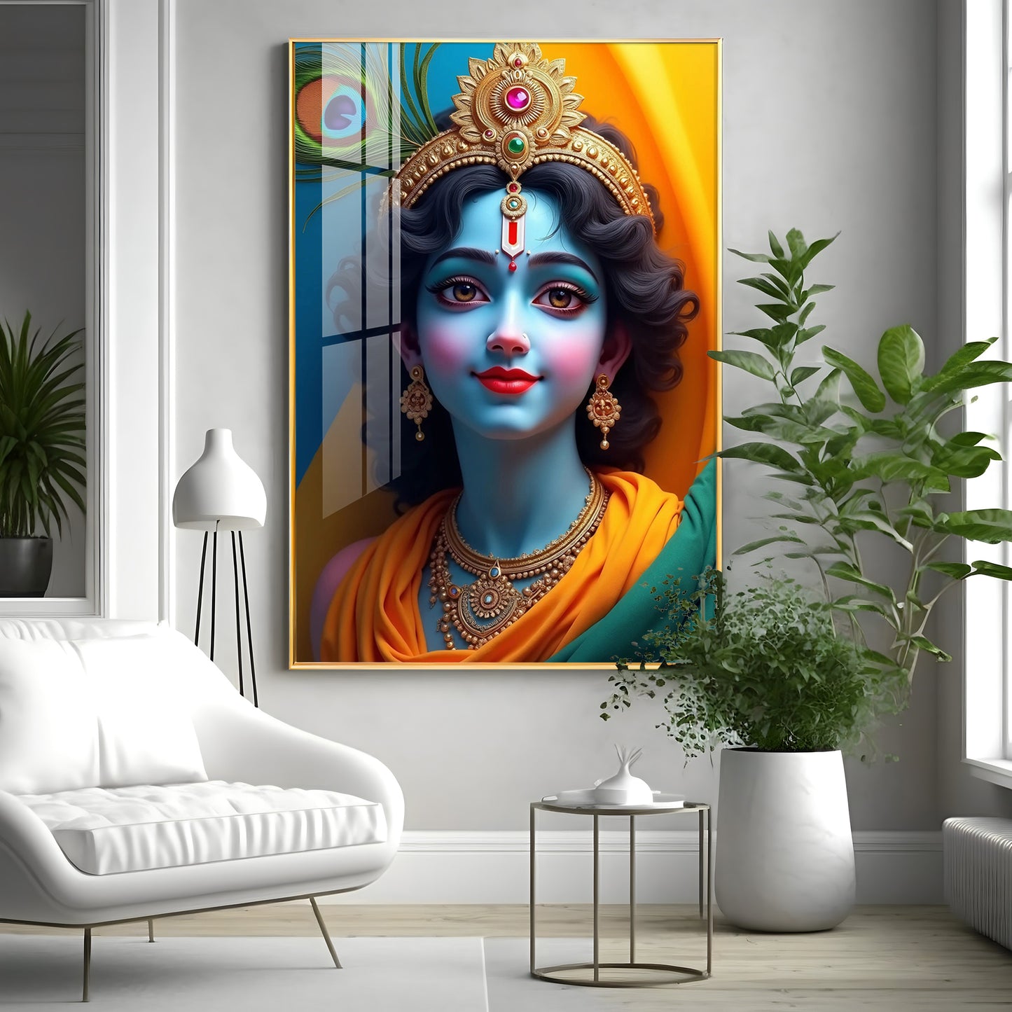 Krishna in Vivid Hues Premium Acrylic Wall Art