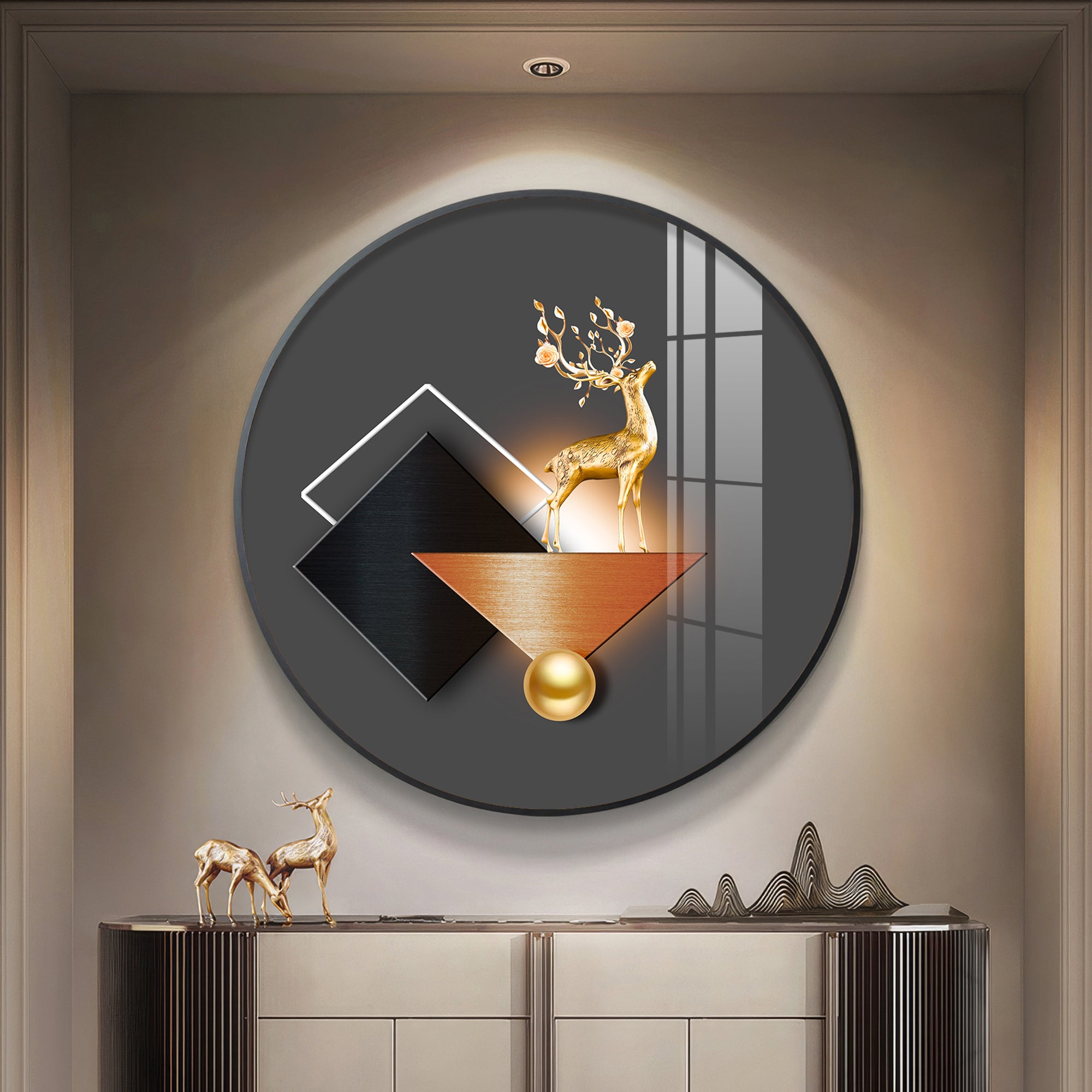 Antler Aesthetic Premium Acrylic Round Wall Art