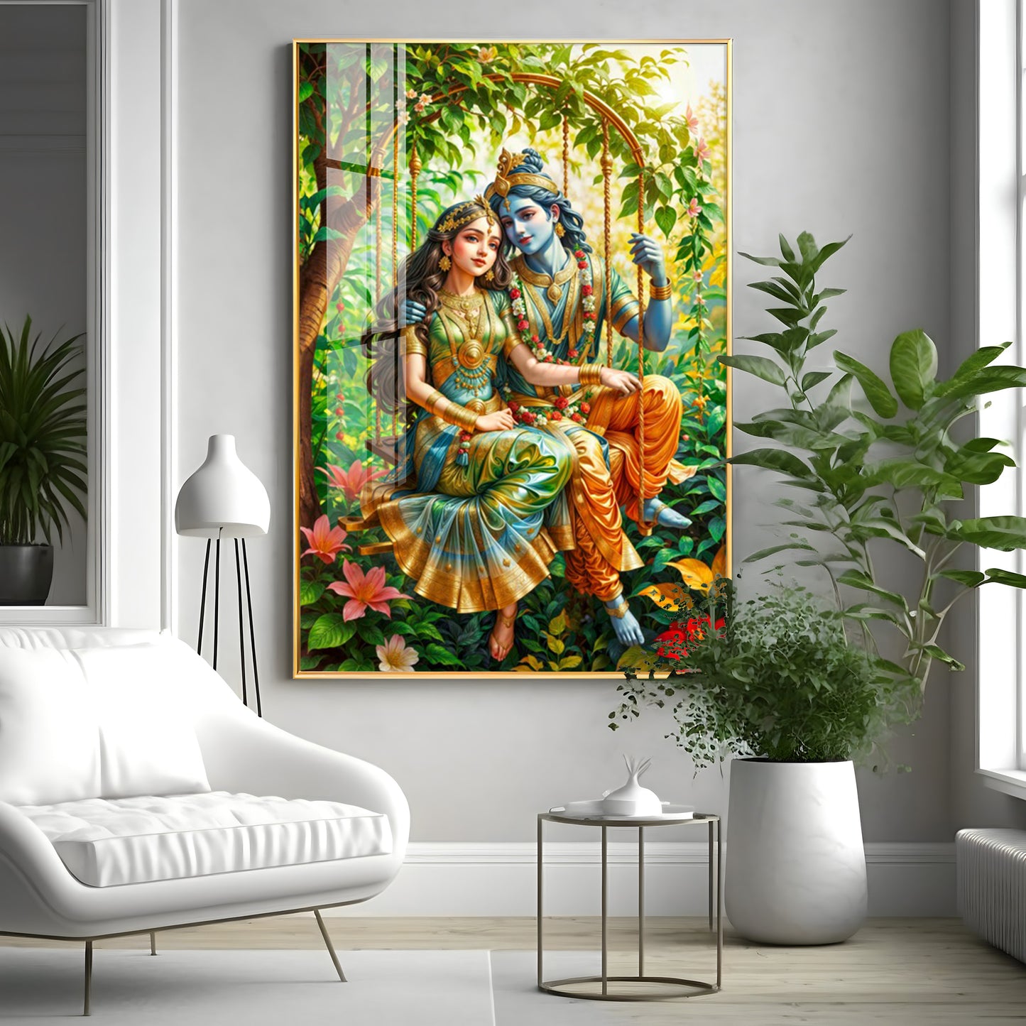 Shree Radha Krishna Premium Acrylic Vertical Wall Art