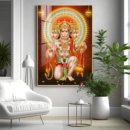 Divine Lord Hanuman Premium Vertical Acrylic Wall Art