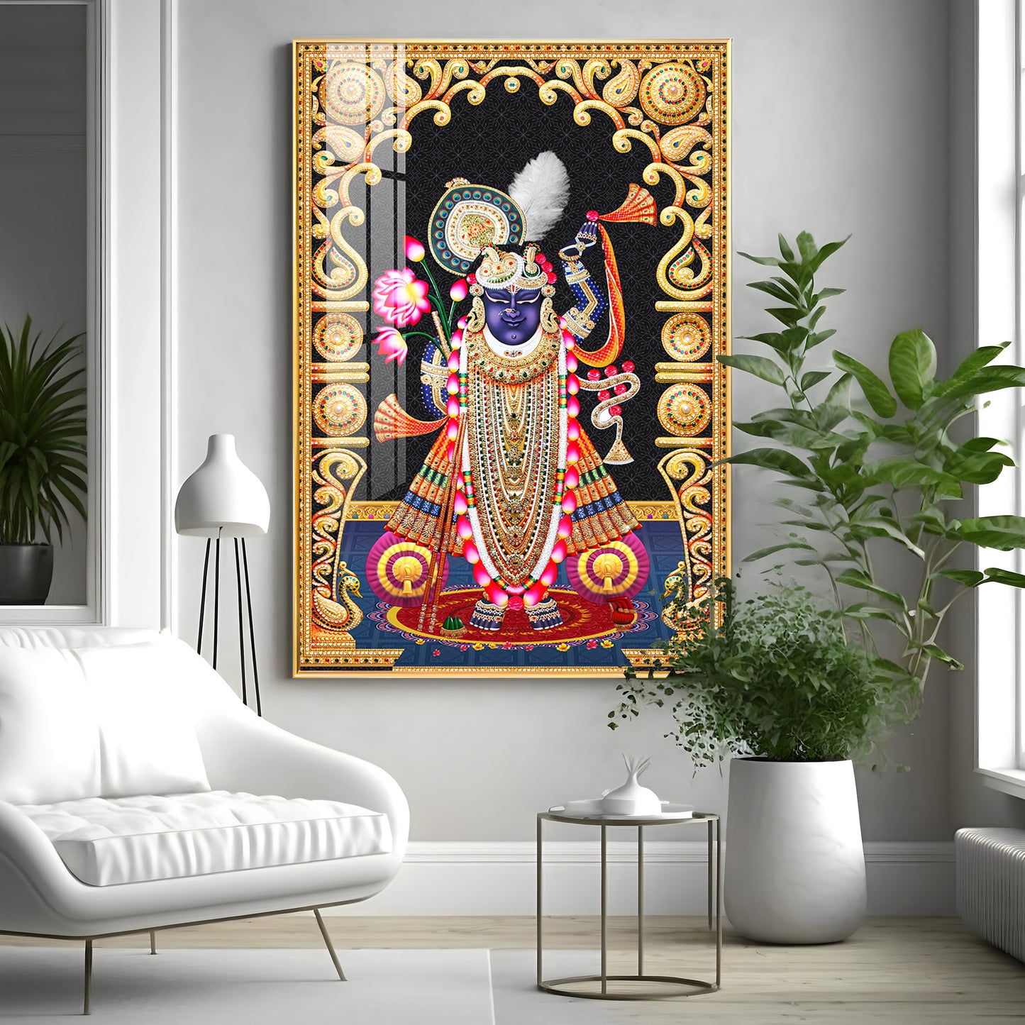 Celestial Krishna Premium Acrylic Vertical Wall Art
