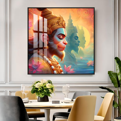 Hanuman ji Premium Acrylic Square Wall Art