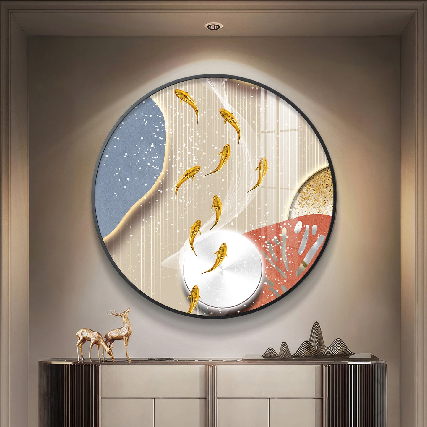 Aqua Whirl Premium Acrylic Round Wall Art