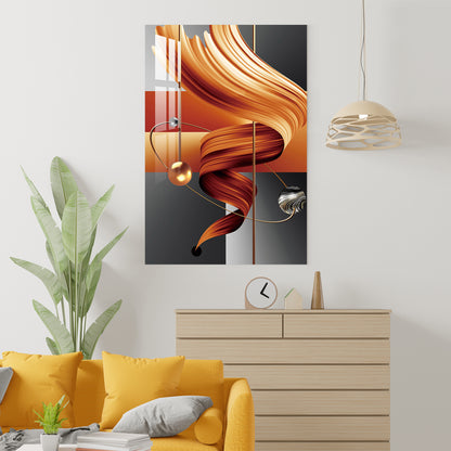 Geometric Orange Modern Abstract Wall Art