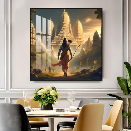 Lord Ram In Ayodhya Premium Acrylic Square Wall Art