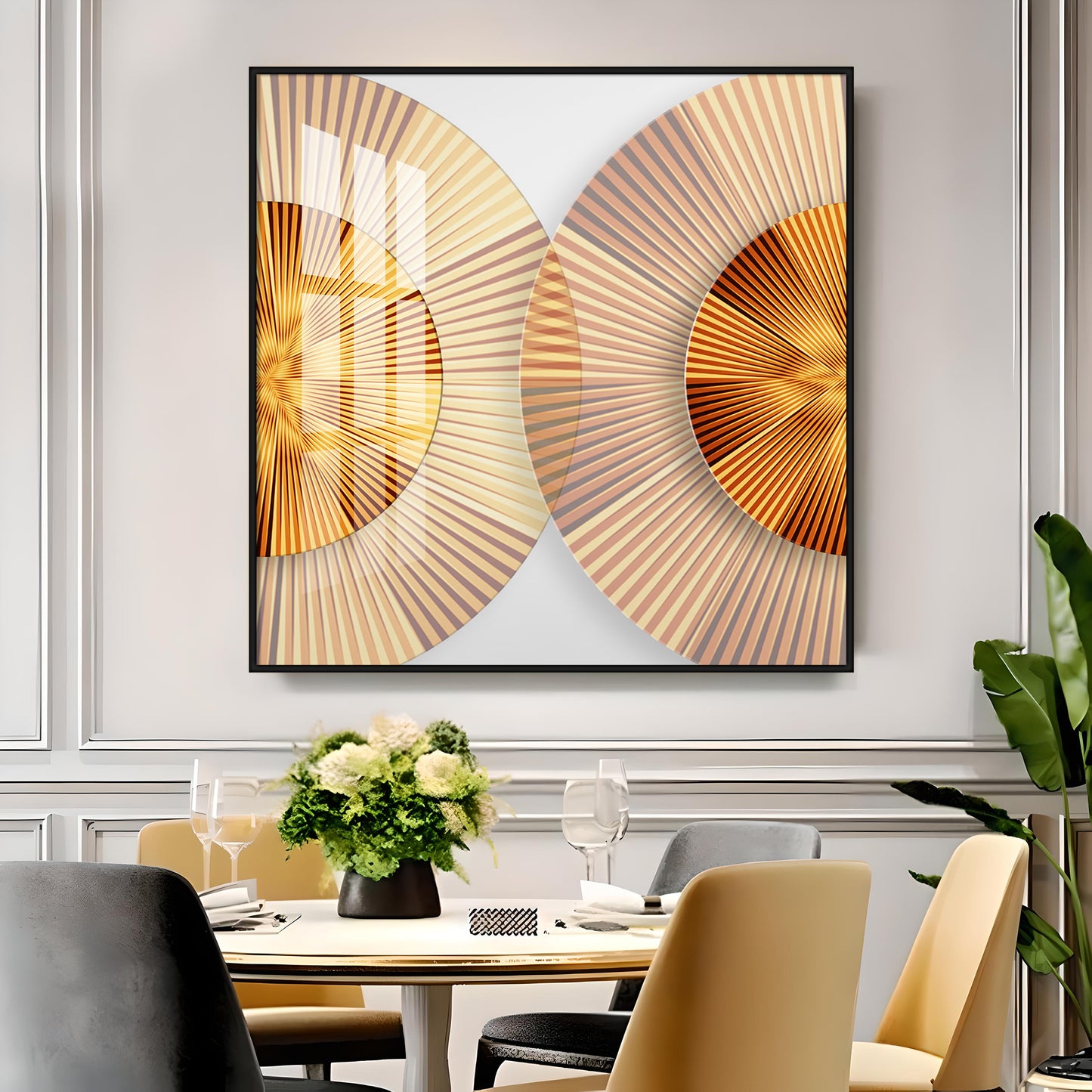 Golden Simple Style Round Premium Acrylic Square Wall Art