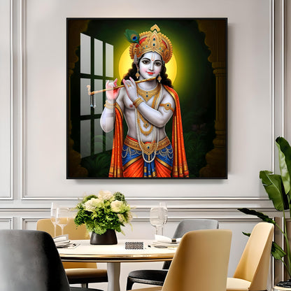 Sacred Essence Of Krishna Premium Acrylic Square Wall Art