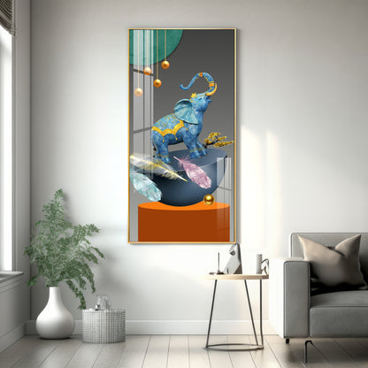 Vibrant Elephant Premium Acrylic Vertical Wall Art