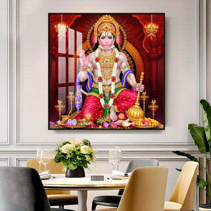 Sacred Harmony Of Hanuman Premium Acrylic Square Wall Art