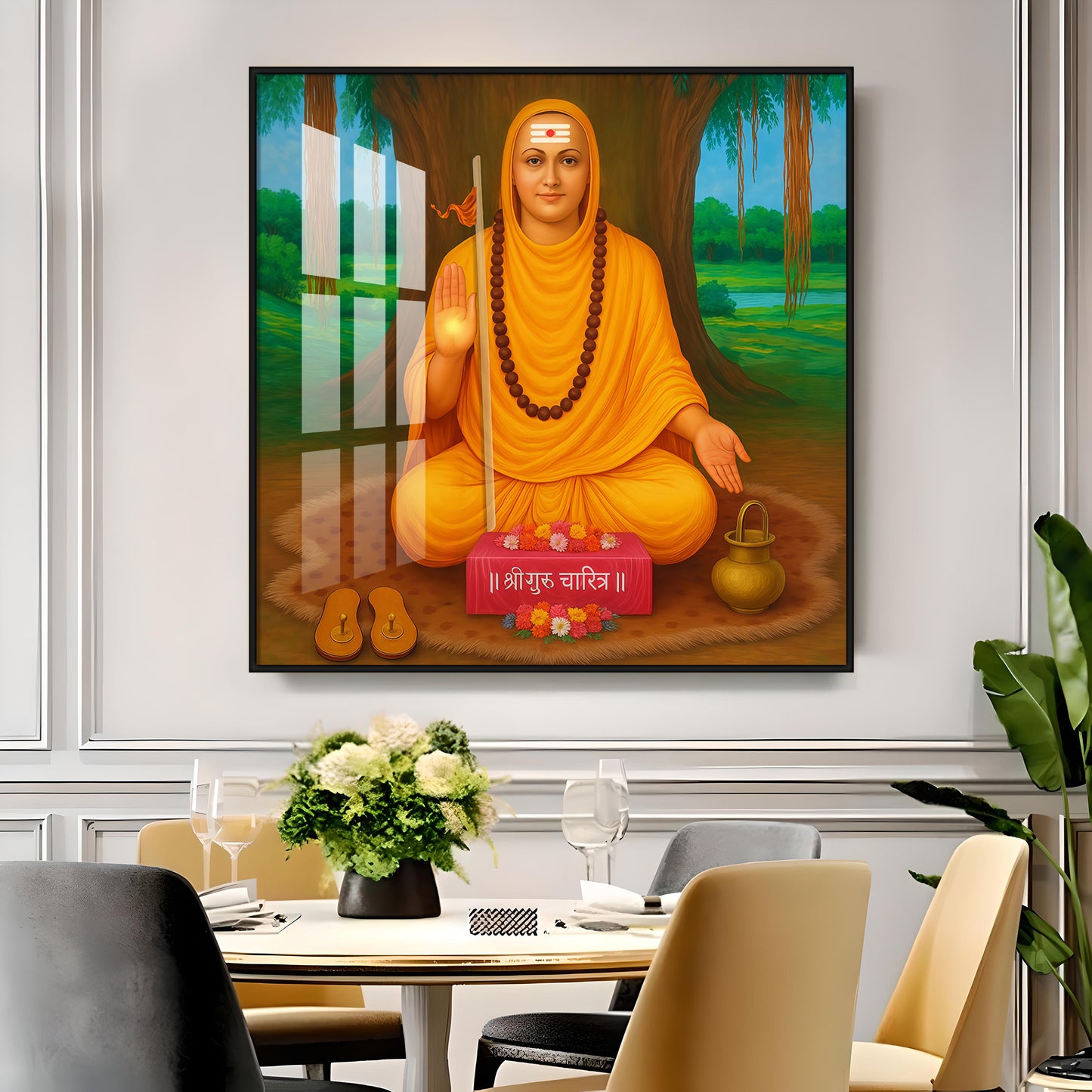 Shree Narasimha Saraswati Swami Premium Acrylic Square Wall Art