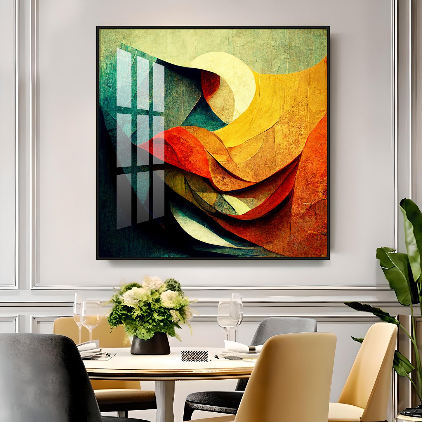 Abstract Contemporary Modern Watercolor Art Premium Acrylic Square Wall Art