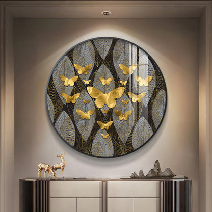 Golden Winged Premium Acrylic Round Wall Art