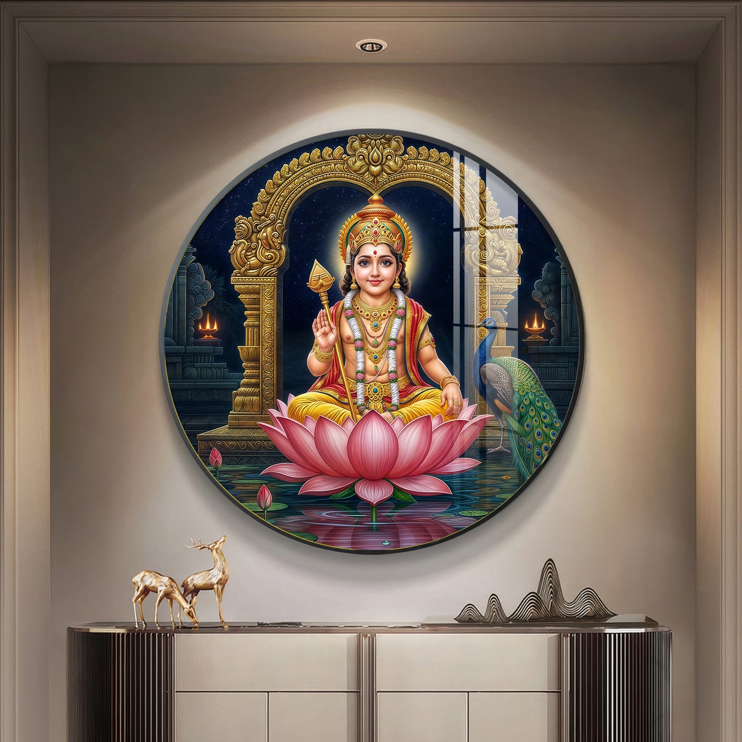 Goddess Laxmi Blessing Premium Acrylic Round Wall Art