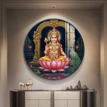 Goddess Laxmi Blessing Premium Acrylic Round Wall Art