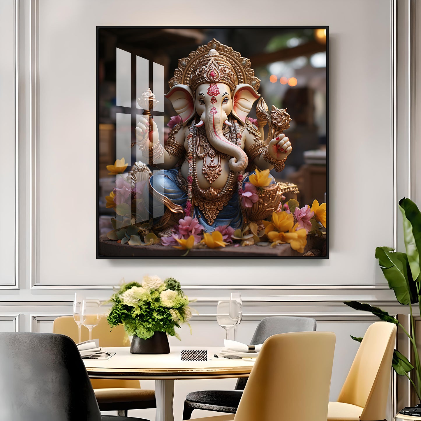 Karya Siddh Ganesh Premium Acrylic Square Wall Art