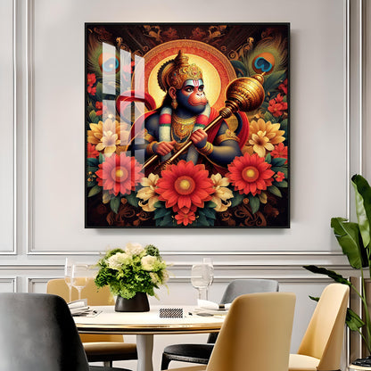 God Hanuman Premium Acrylic Square Wall Art