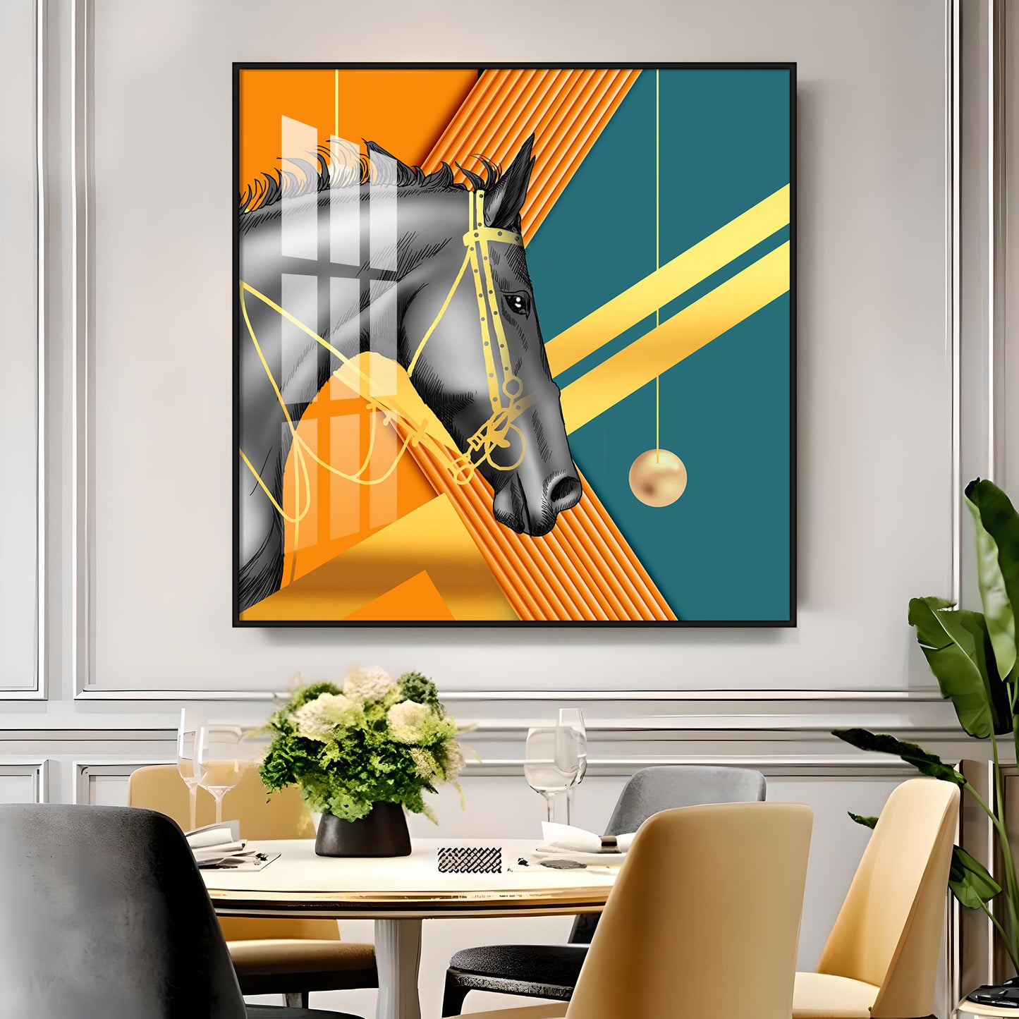 Black Horse Premium Acrylic Square Wall Art