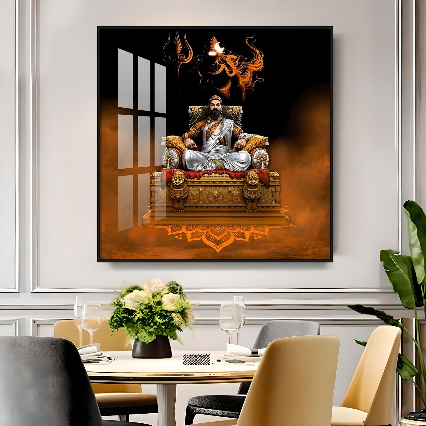 Maratha Warrior Shivaji Maharaj Premium Acrylic Square Wall Art