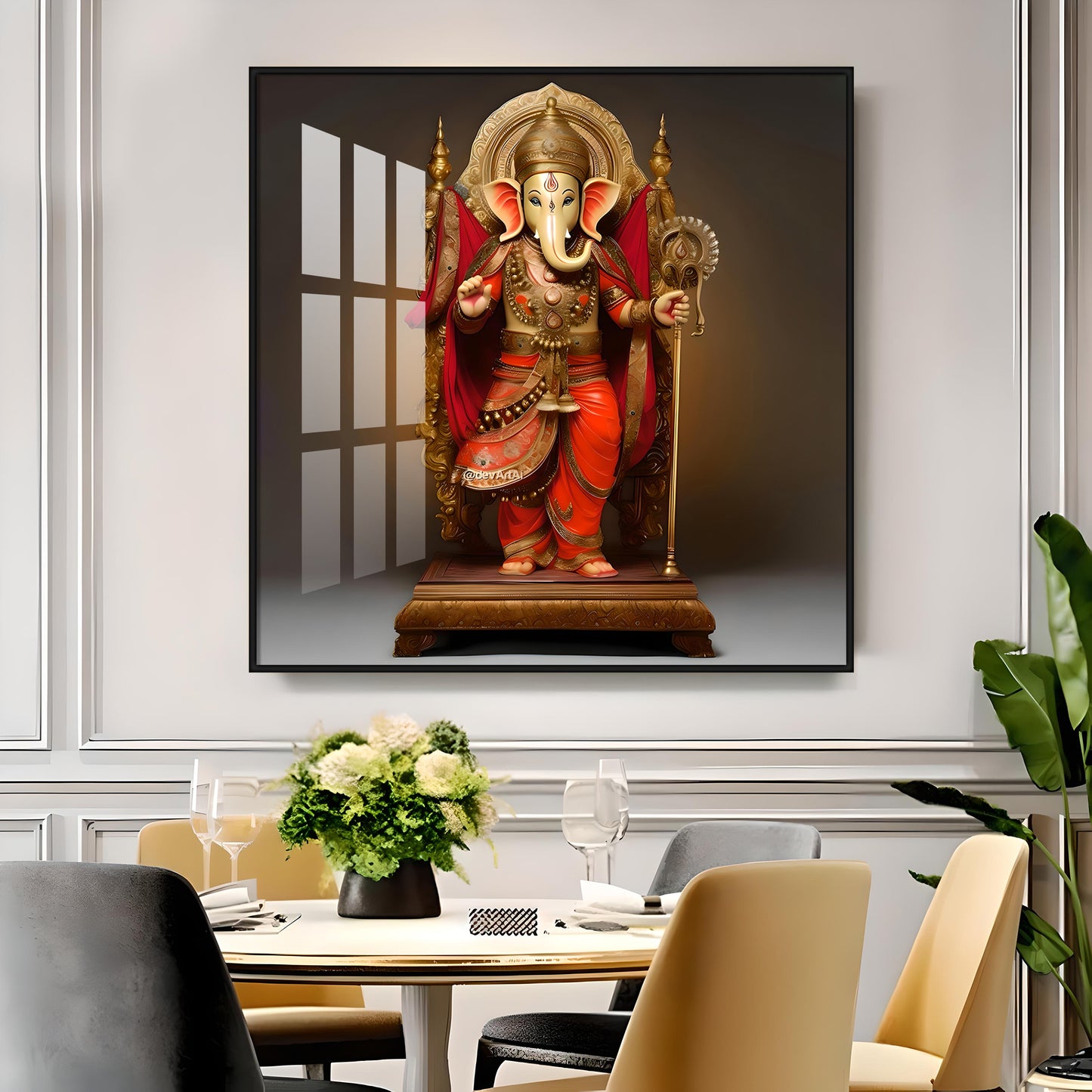 Standing Ganpati Premium Acrylic Square Wall Art