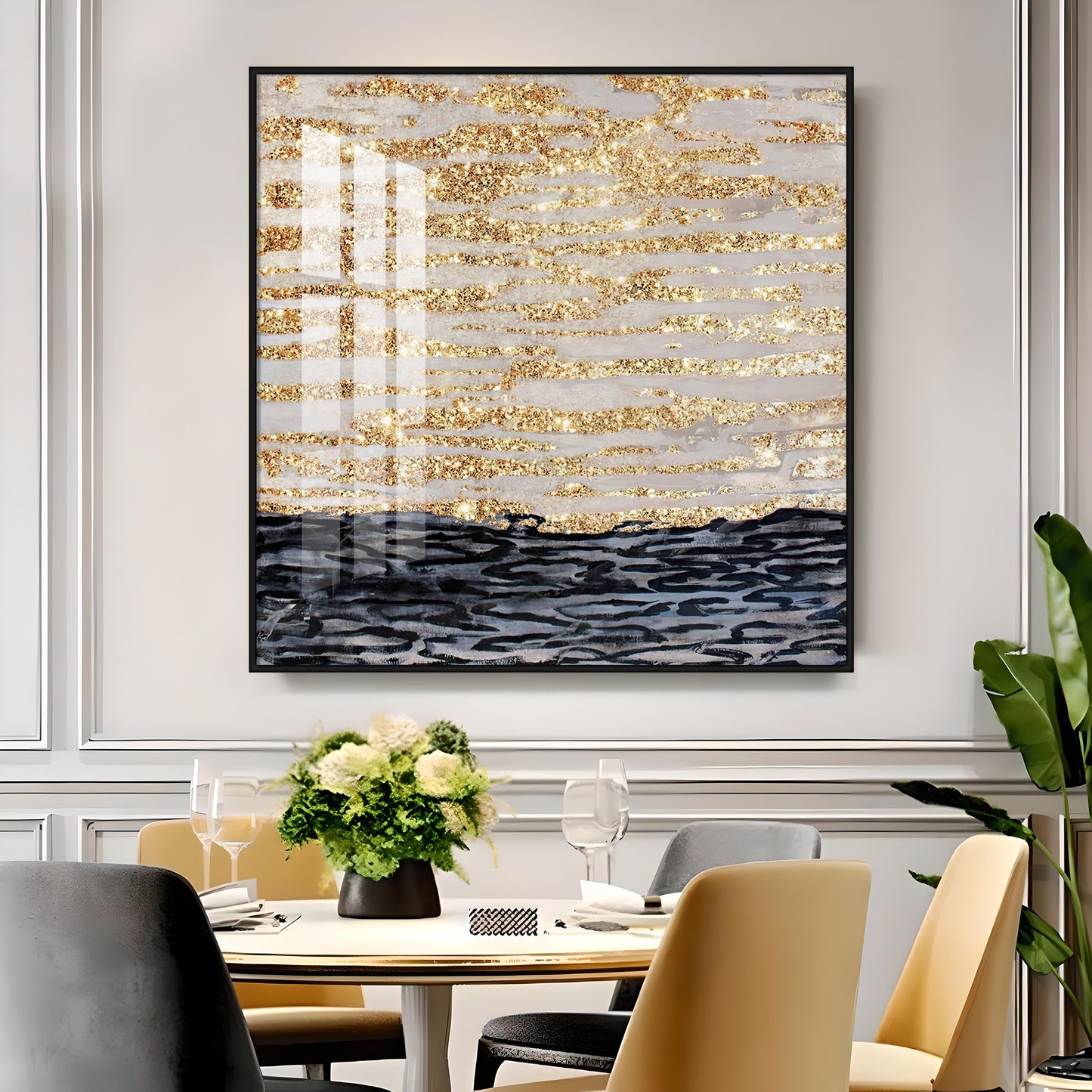 Golden Sea Premium Acrylic Square Wall Art