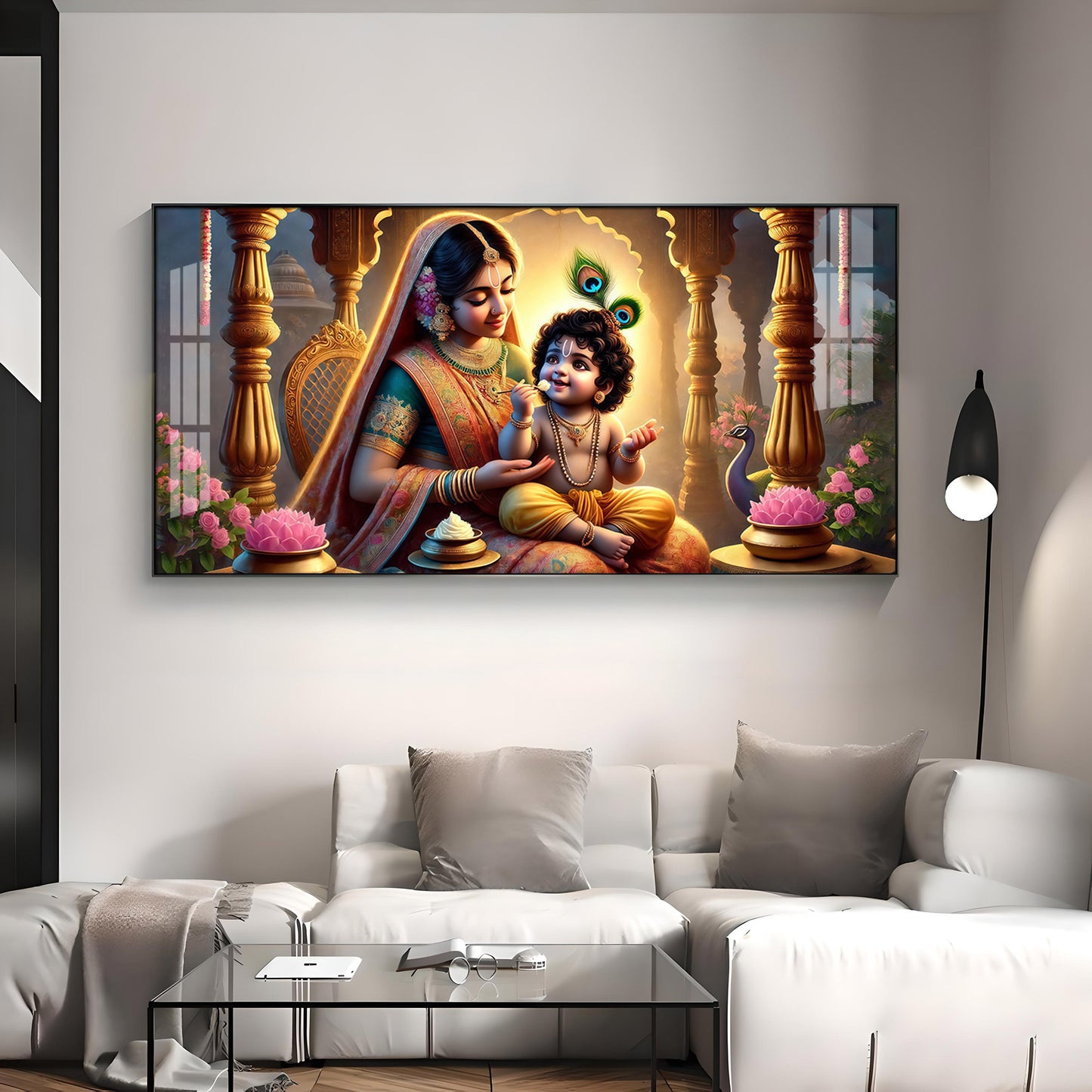 Kanha With Maa Yashoda Premium Acrylic Horizontal Wall Art