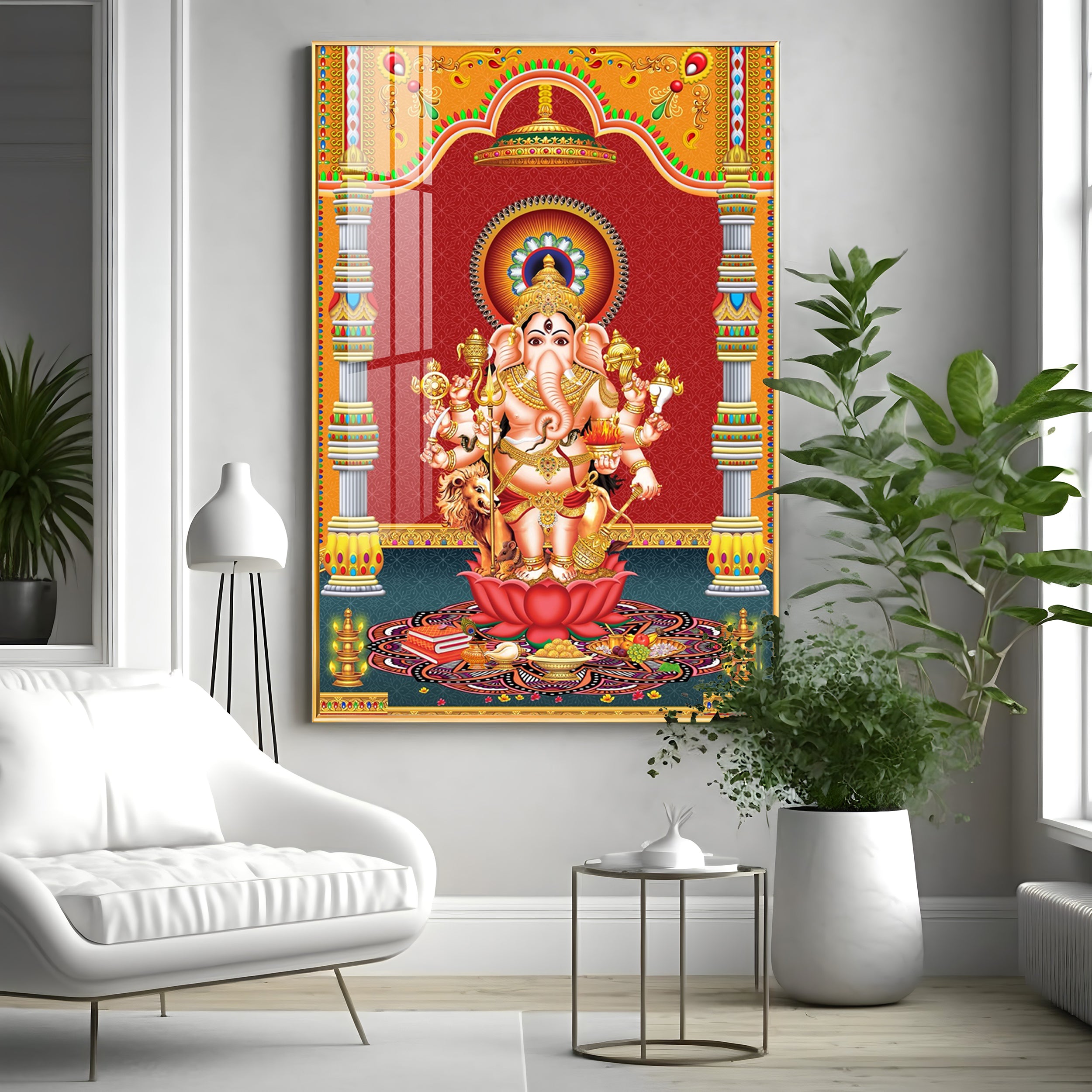 Lord Ganesh Blessings Premium Acrylic Vertical Wall Art