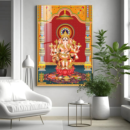 Lord Ganesh Blessings Premium Acrylic Vertical Wall Art