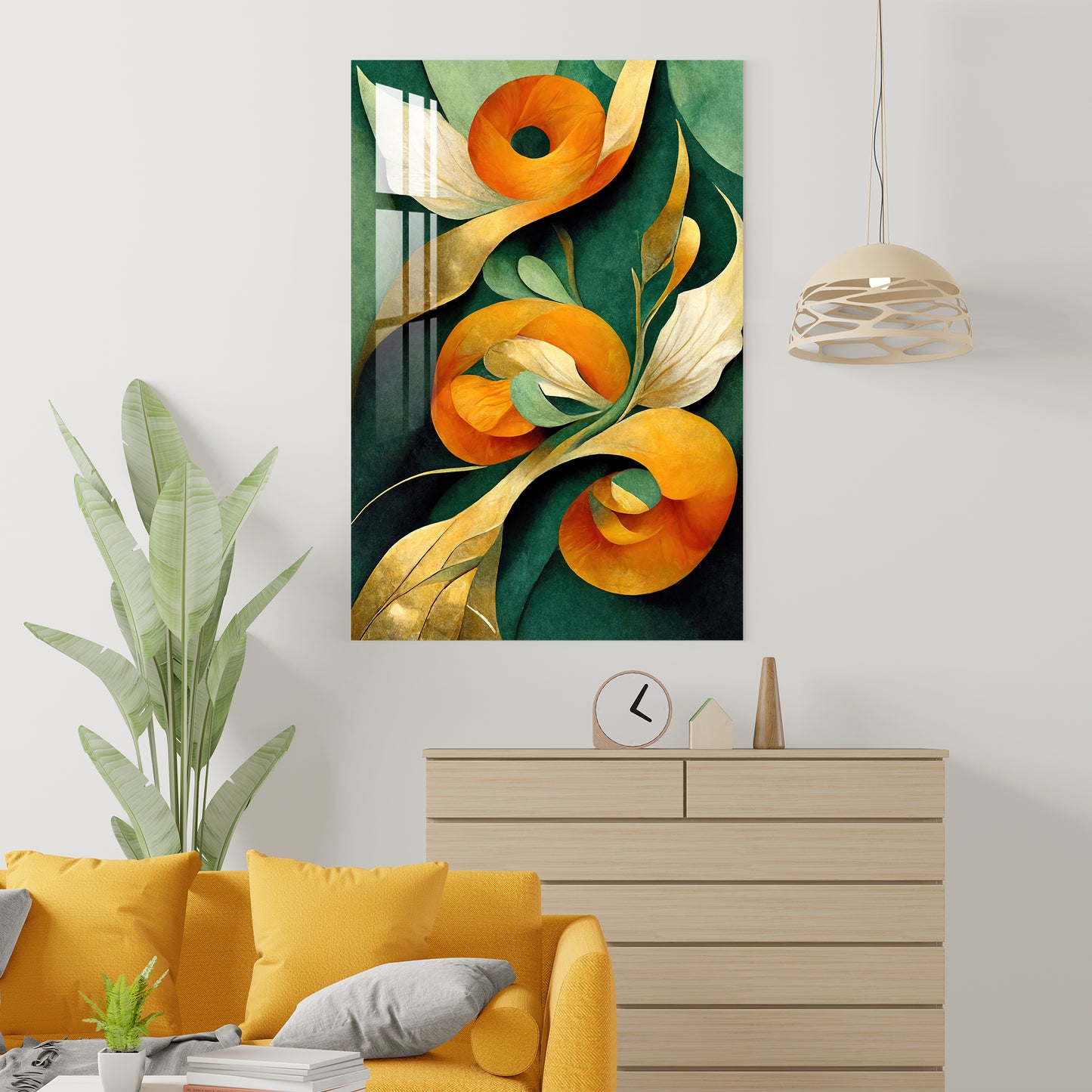 Orange & Green Botanical Acrylic Wall Art