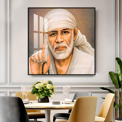 Om Sainath Premium Acrylic Square Wall Art