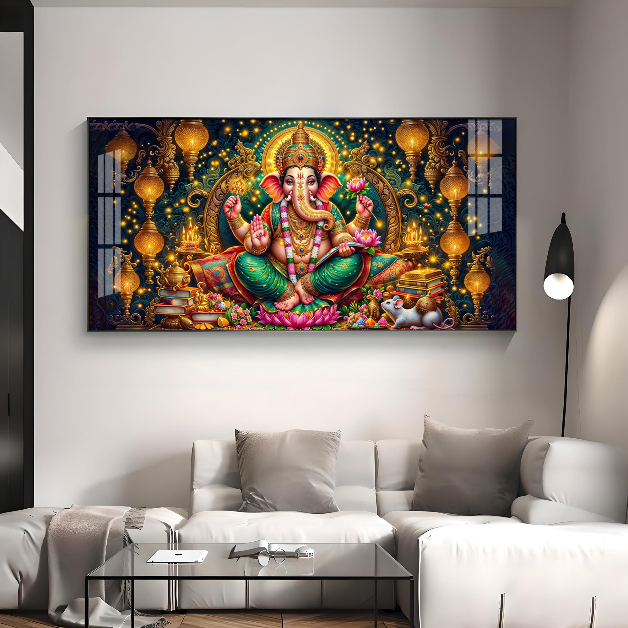 Lord Ganesha Radiance Premium Acrylic Horizontal Wall Art