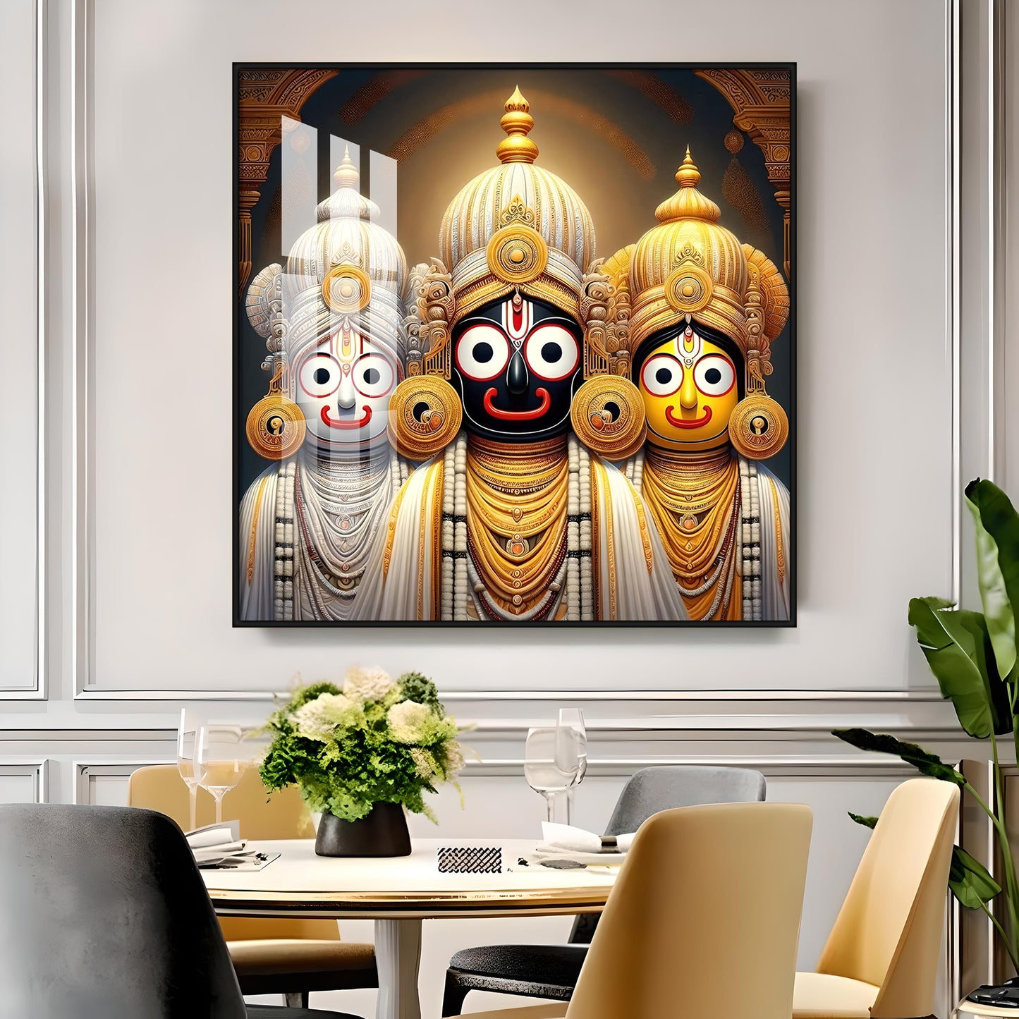 Lord Jagannath Balabhadra And Subhadra Premium Acrylic Square Wall Art