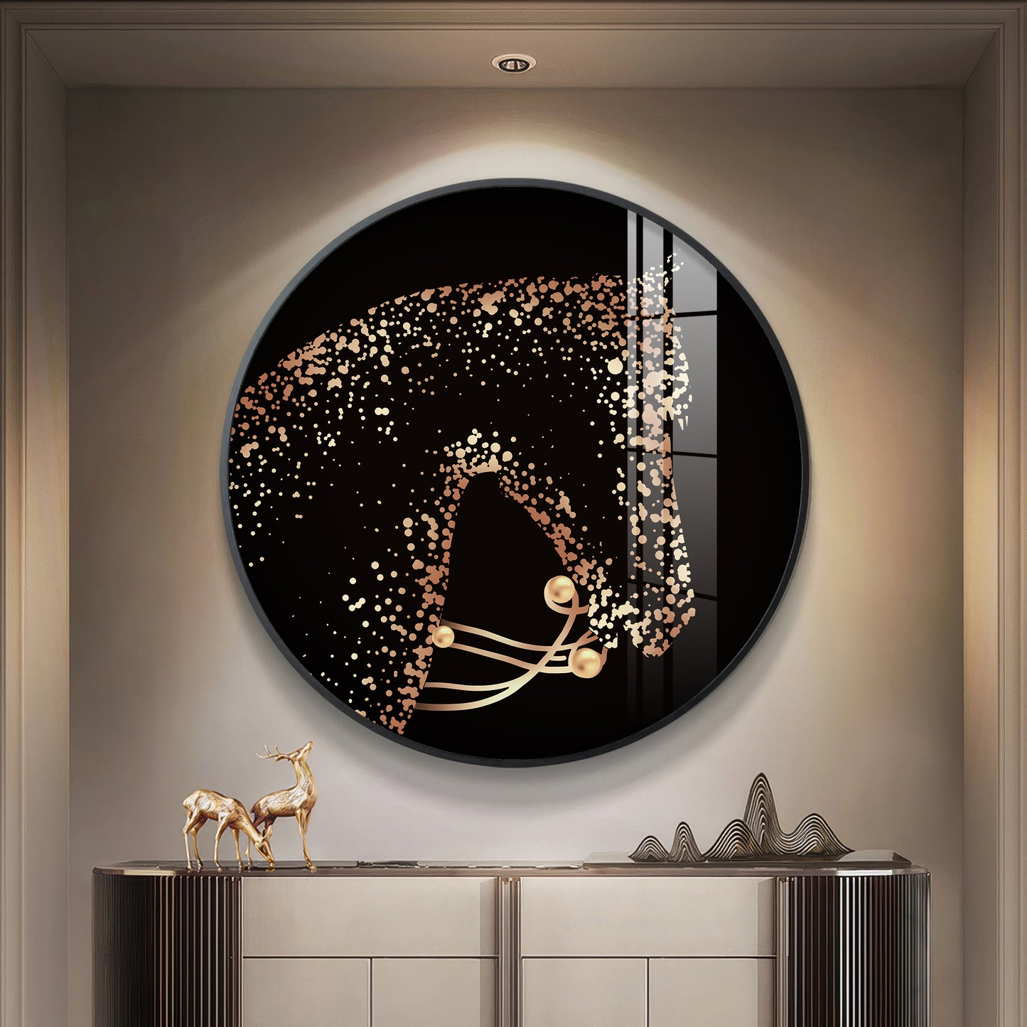 Golden Gallop Premium Acrylic Round Wall Art