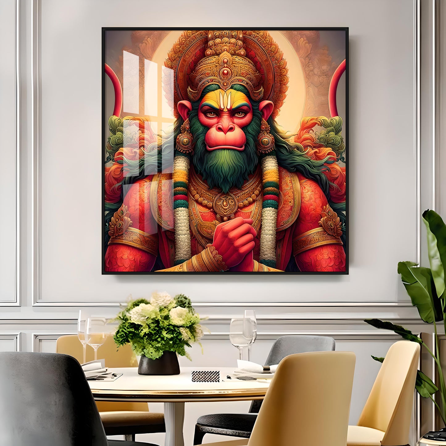 Veer Hanuman Premium Acrylic Square Wall Art