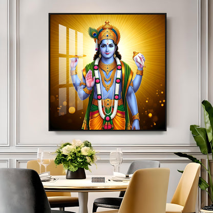 Ethereal Presence Of Lord Krishna Premium Acrylic Square Wall Art