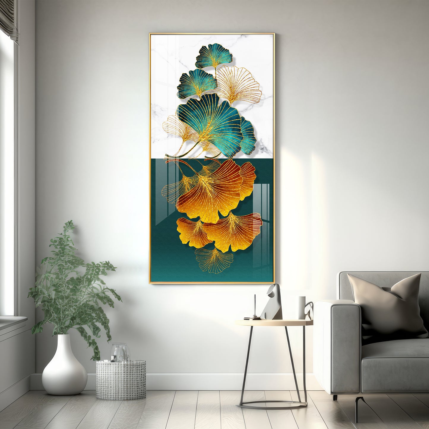 Simple Ginkgo Leaf Light Luxury Premium Acrylic Vertical Wall Art