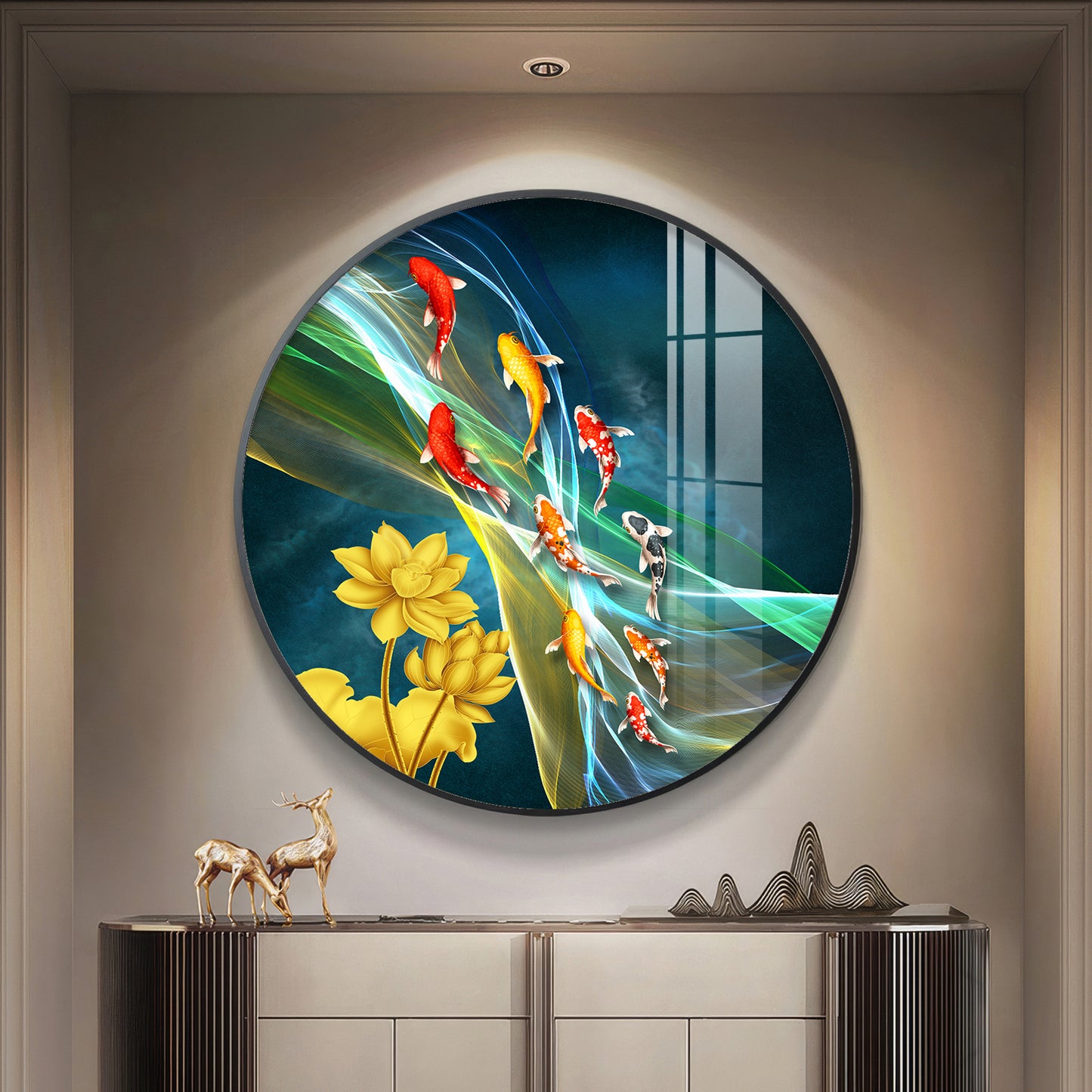 Aquatic Harmony Premium Acrylic Round Wall Art