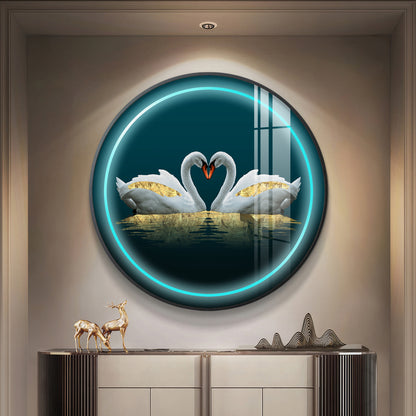 Swan Symphony Premium Acrylic Round Wall Art