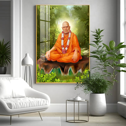 Contemplation Shri Swami Samartha Premium Vertical Acrylic Wall Art