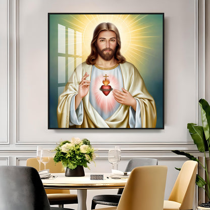 The Beautiful Sacred Heart Jesus Premium Acrylic Square Wall Art