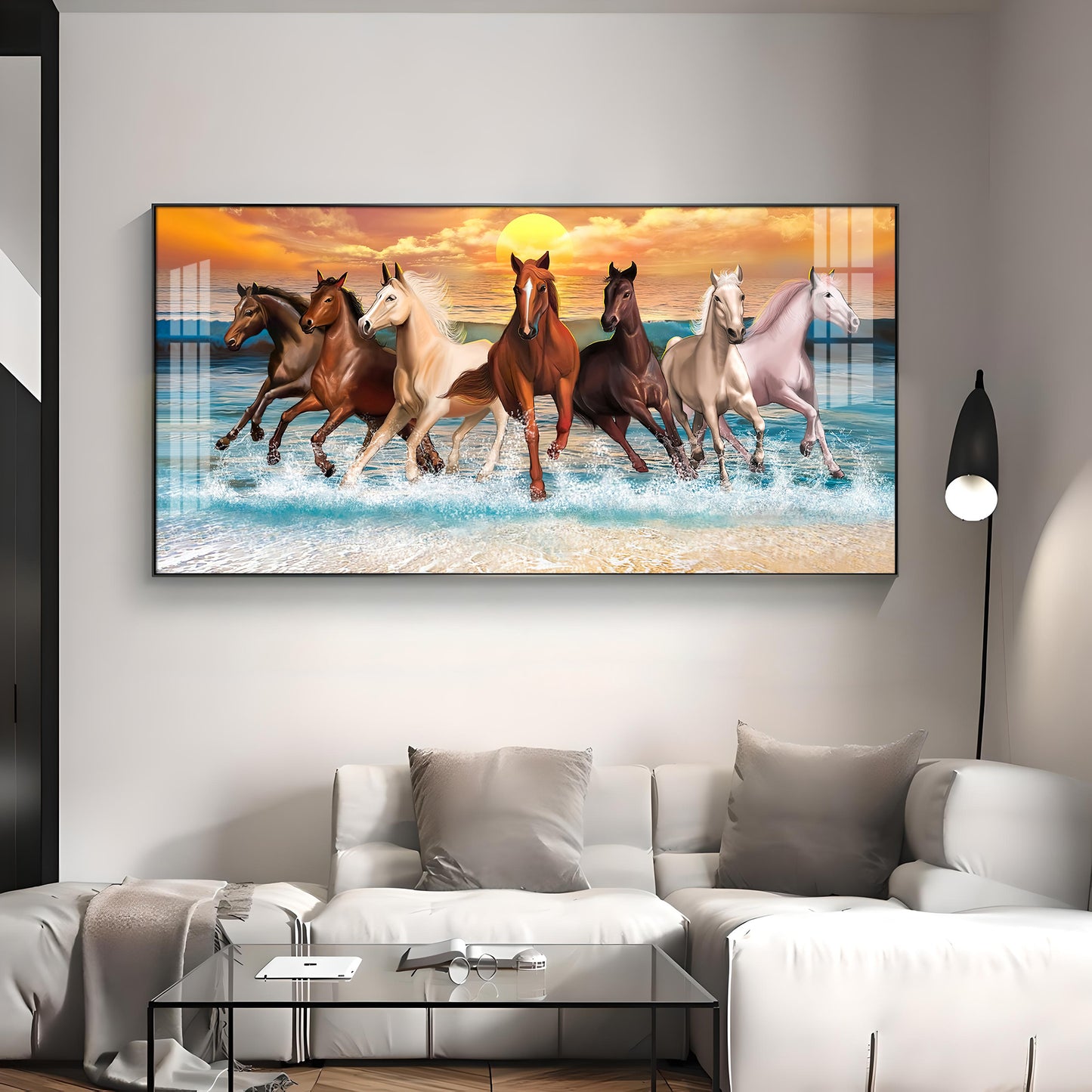 Vastu 7 Running Horses Premium Acrylic Horizontal Wall Art