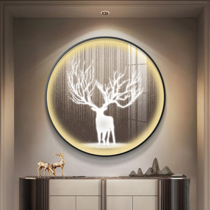 Antlered Reflection Premium Acrylic Round Wall Art