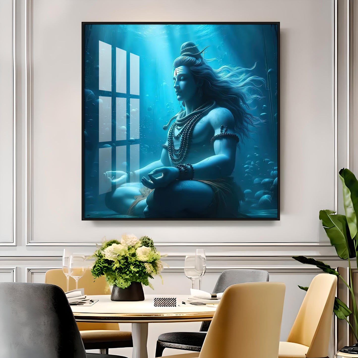 Meditating Shiva Premium Acrylic Square Wall Art