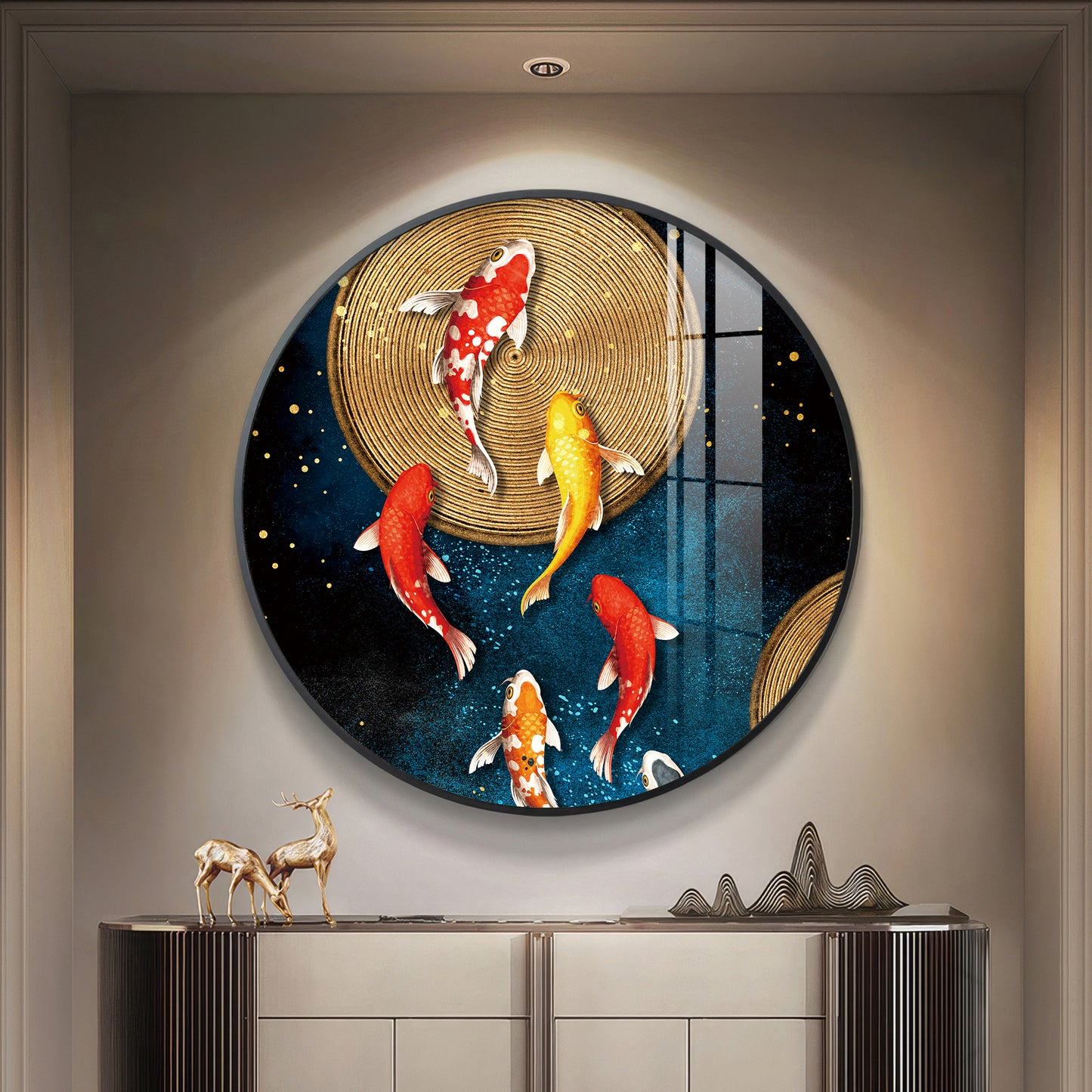 Koi Harmony Premium Acrylic Round Wall Art