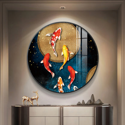 Koi Harmony Premium Acrylic Round Wall Art