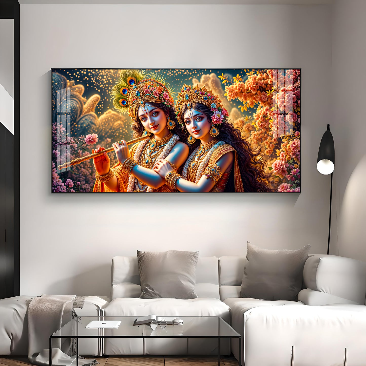 Mystic Radha Krishna Togetherness Premium Acrylic Horizontal Wall Art
