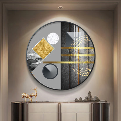 Geometric Elegance Premium Acrylic Round Wall Art