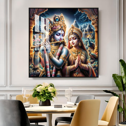 Jai Shree Radhe Krishna Premium Acrylic Square Wall Art