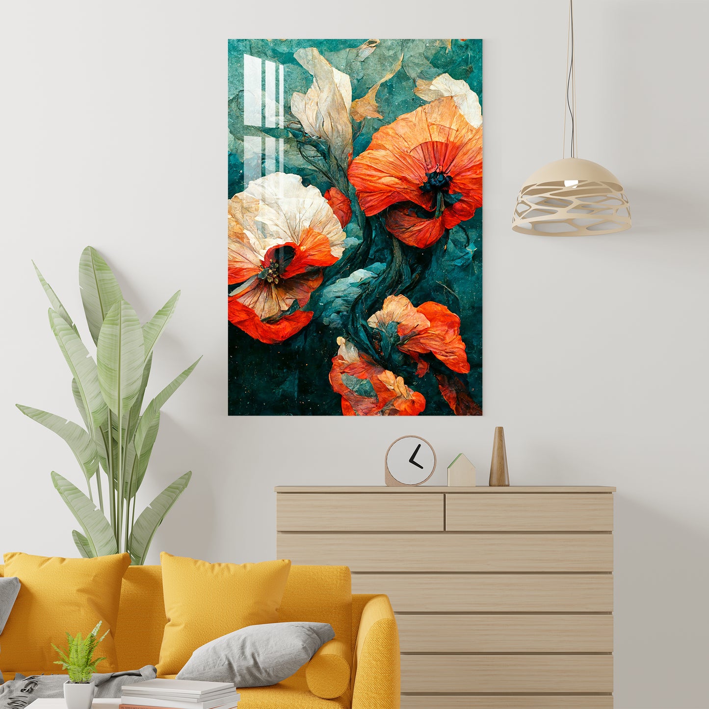 Orange Poppy Flowers Acrylic Wall Art