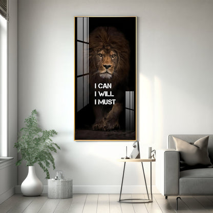 Be Like a Lion Premium Acrylic Vertical Wall Art - 30X16 inches / Gold